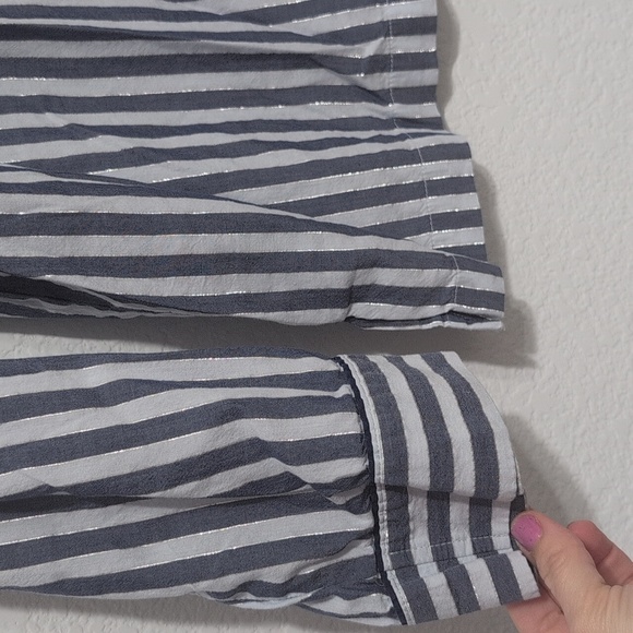 VICTORIA'S SECRET WHITE BLUE STRIPE LONG SLEEVE COTTON SLEEP SHIRT PJS Medium - Picture 7 of 8